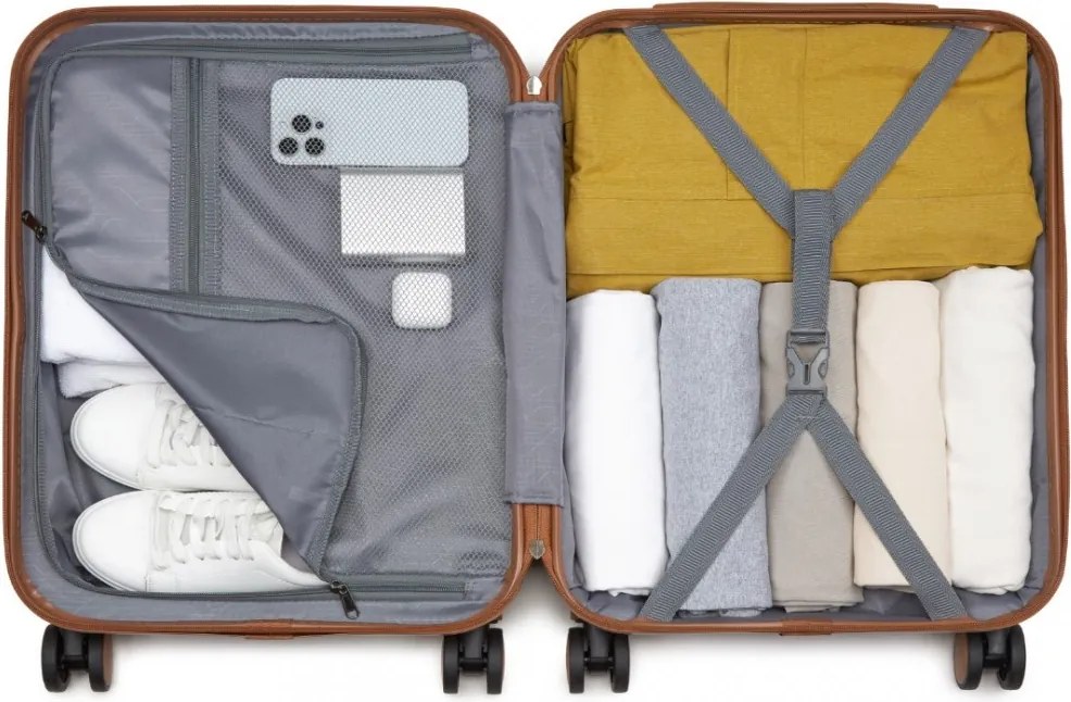 Kék 3 részes prémium utazóbőrönd szett „Harder” – M, L, XL