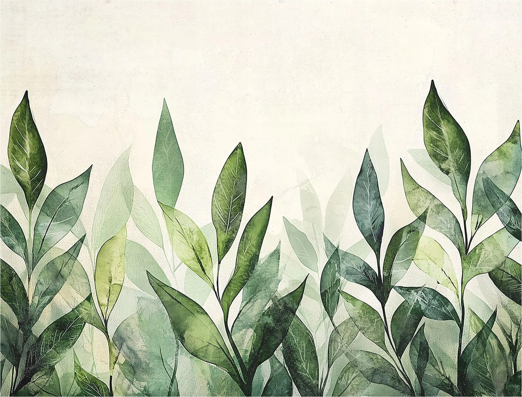 Fotótapéta Levelek Zöld Természet Flizelina Hálószoba Nappali Tapéta 350x250