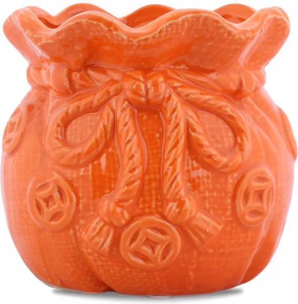 Váza erszény narancssárga dekoratív kerámia