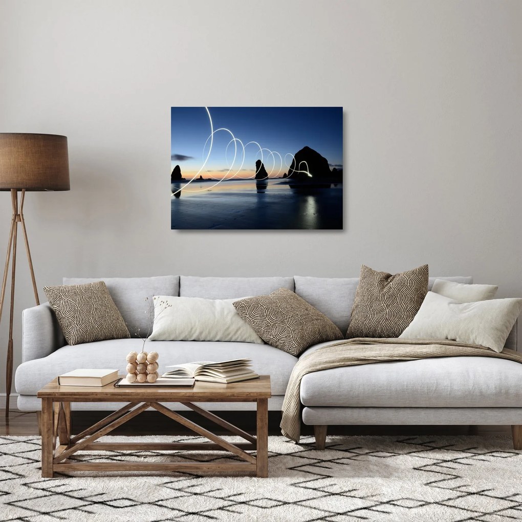 Kép - tengerpart naplementekor (üvegen) (70x50 cm)