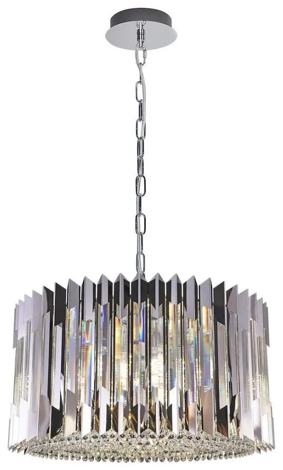 Csillár láncon RITZ 12xE14/40W/230V átm. 54 cm fényezett króm