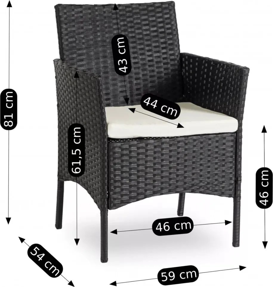 MISSISSIPI kerti bútor szett, fekete-bézs – raktárról