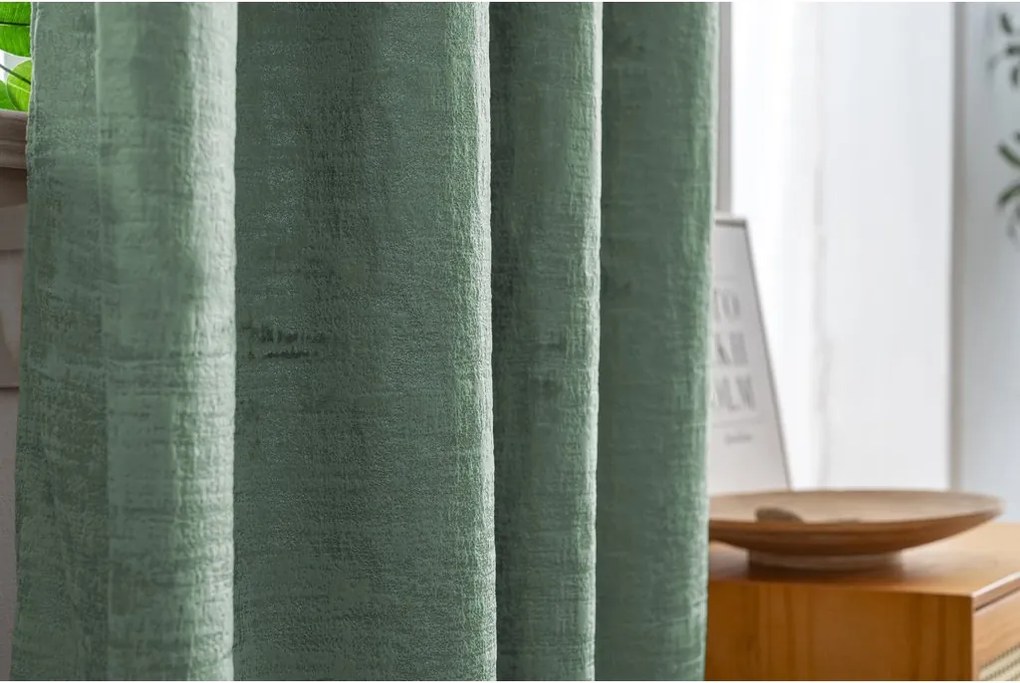 Sötétítő függöny LOOM VELVET 140x250 cm, zöld Felfüggesztés: Fém gyűrűk