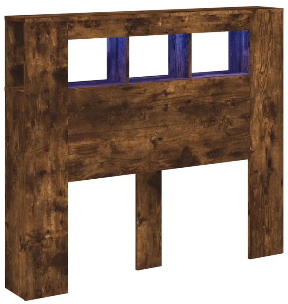 sonoma tölgy színű szerelt fa LED-es fejtámla 120x18,5x103,5 cm