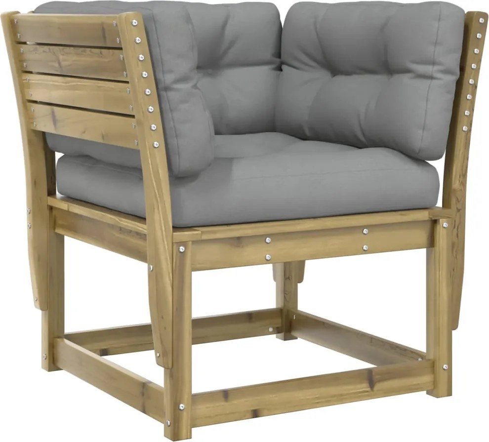 vidaXL impregnált fenyőfa kerti karfás kanapé párnával
