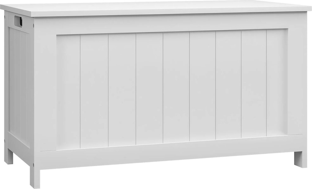 HOMCOM Játékdoboz tetővel, tároló láda, játék láda, tároló doboz, pad láda előszobába, hálószobába, nappaliba, 81 x 40 x 46 cm, Fehér | Aosom