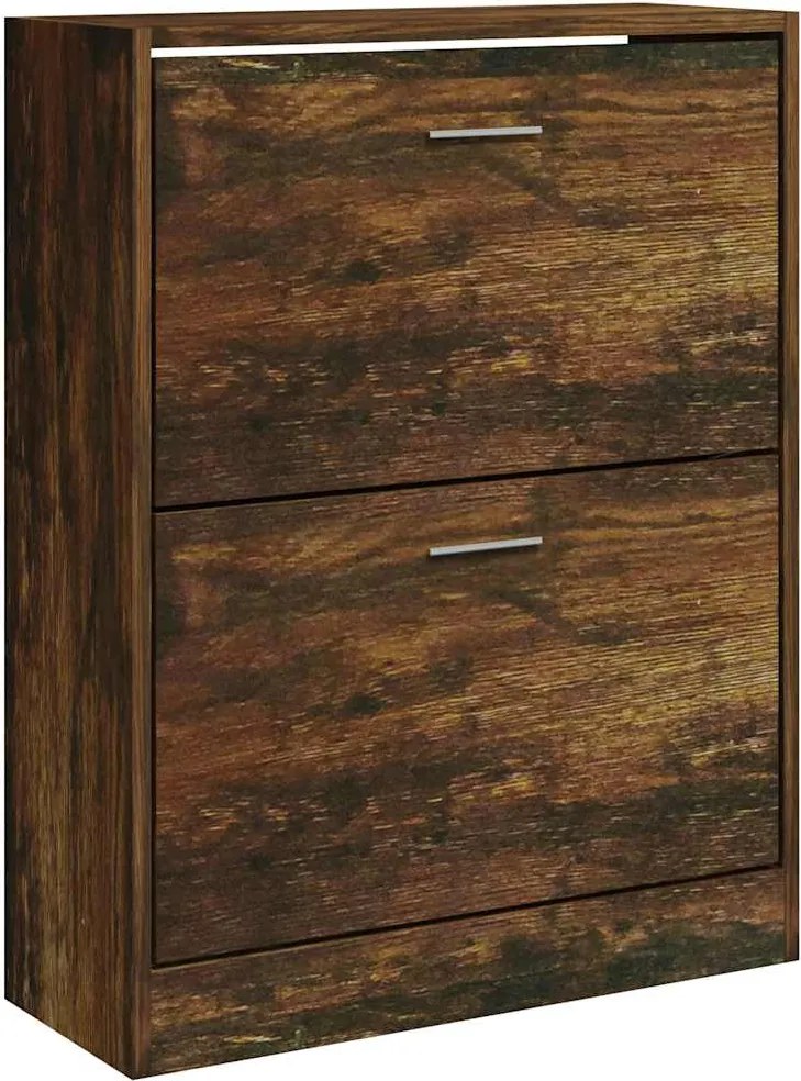 vidaXL füstös tölgy színű szerelt fa cipősszekrény 63x24x81 cm