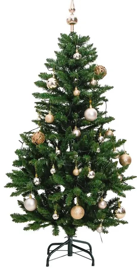 csuklópántos műkarácsonyfa 150 LED-del és gömbökkel 120 cm