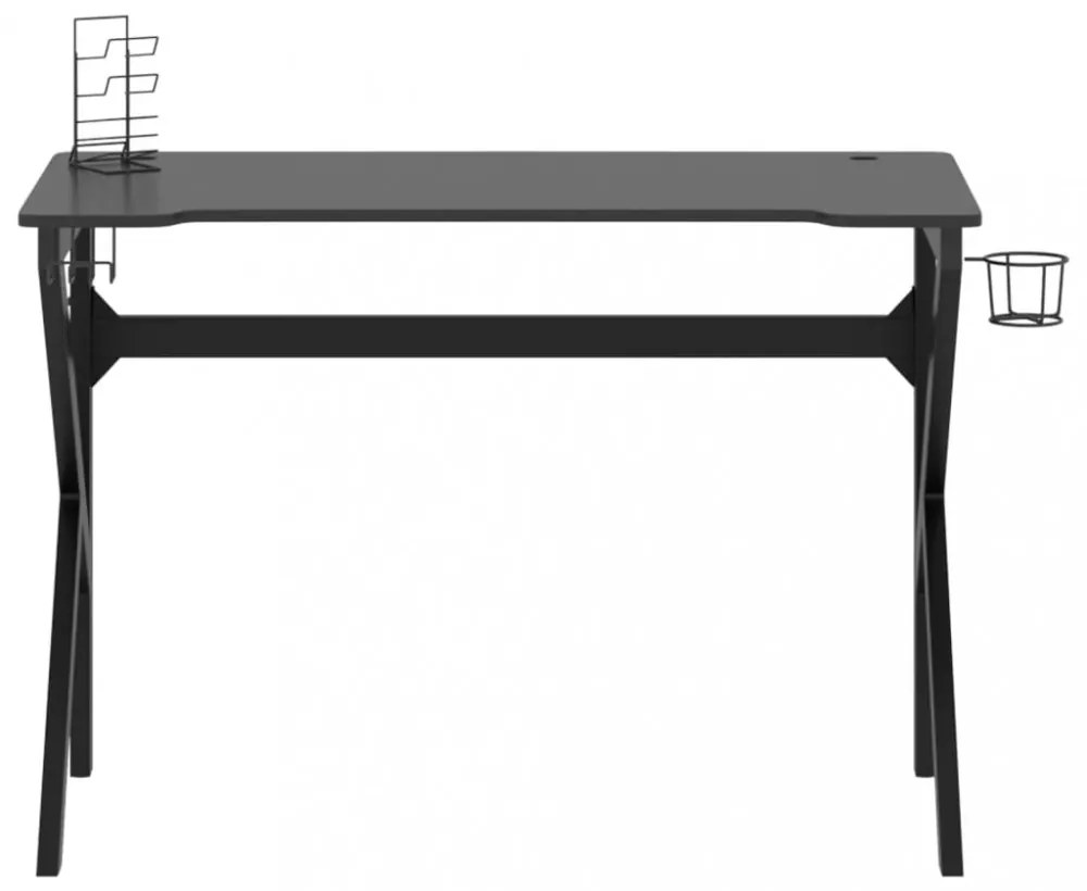 fekete K-lábú gamer asztal 110 x 60 x 75 cm