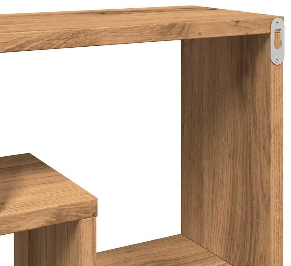 kézműves tölgyfa fali polc 85 x 16 x 52,5 cm redőzött fa