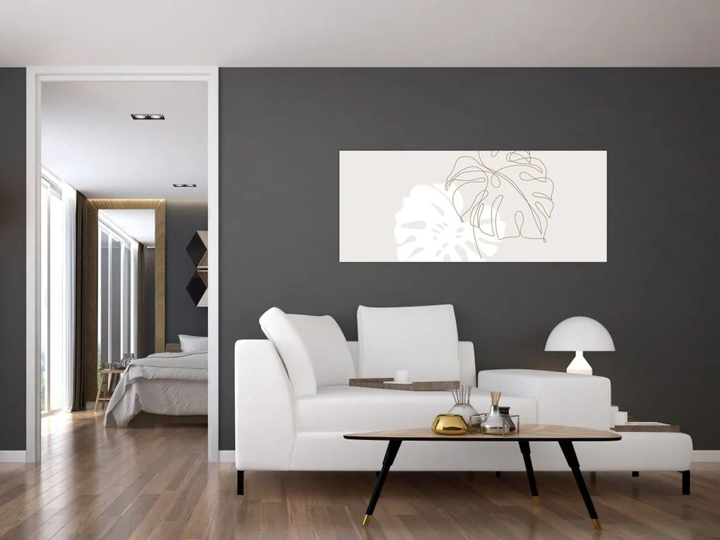 Kép - Line art monstera N⁰2 (120x50 cm)