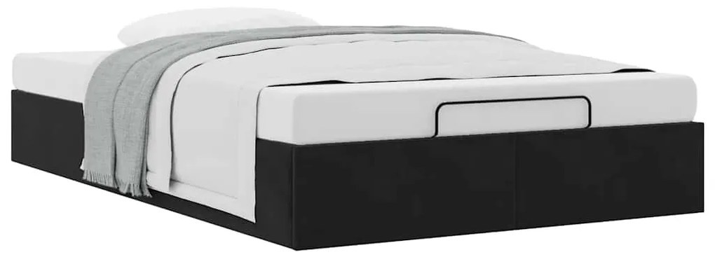 Ottomán ágykeret matrac nélkül fekete 120x190 cm bársony