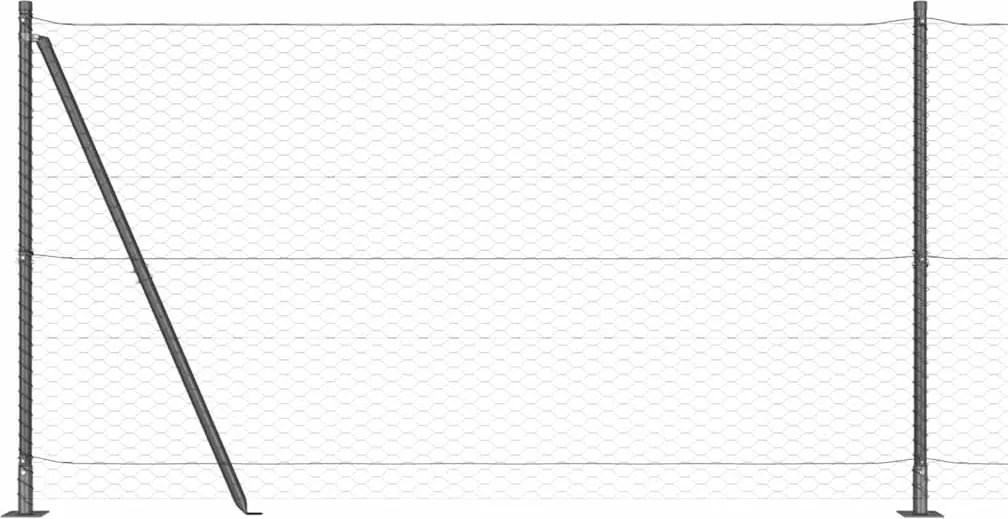 vidaXL Kerítésoszlop Szürke 50 x 1,2 m (36 mm háló) Acél és PVC