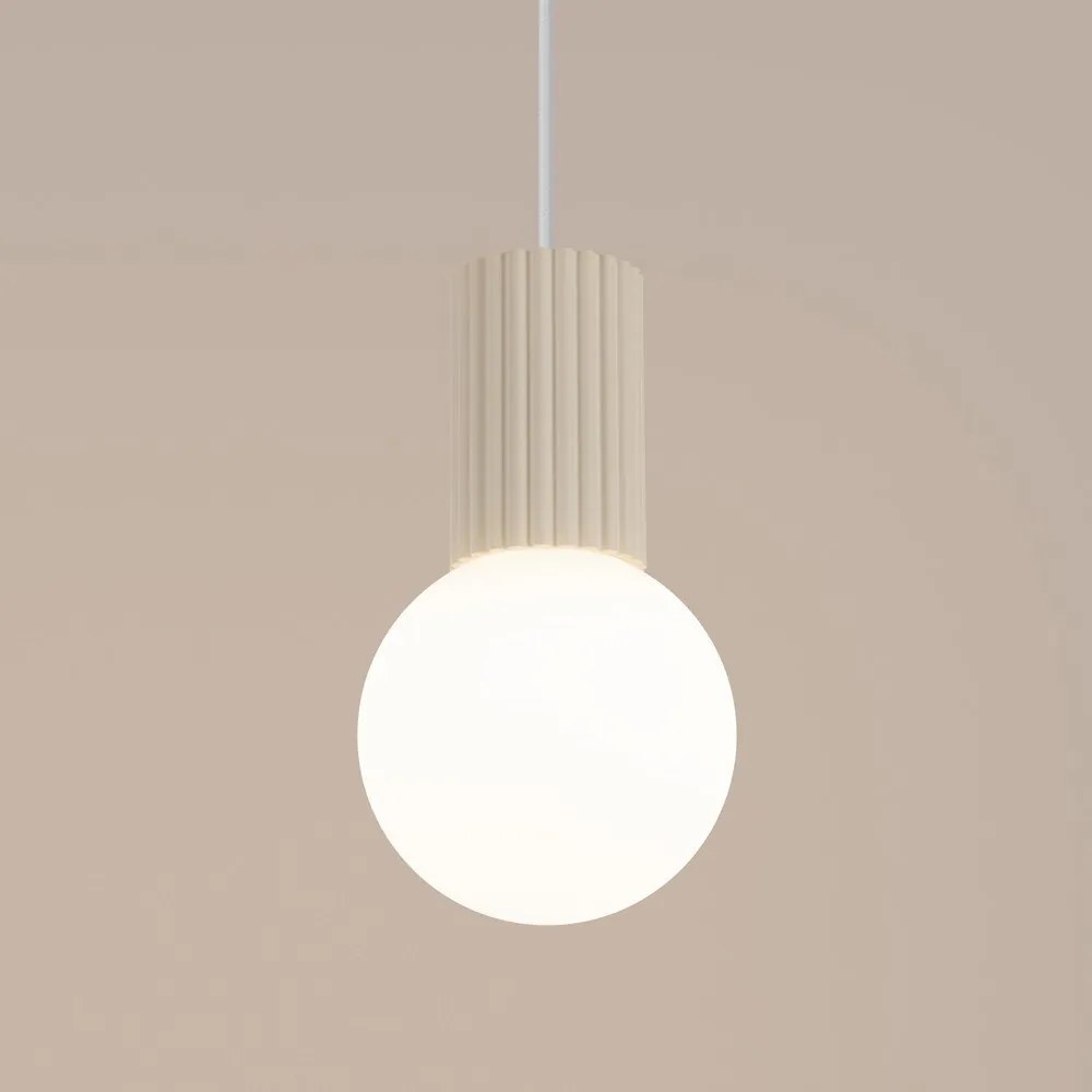 Krémszínű függőlámpa üveg búrával ø 12 cm Orbital – Sollux