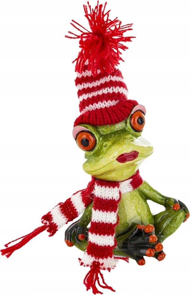 Karácsonyi figura 14x8x6cm Béka sapkában és sálban 169677 Art Pol