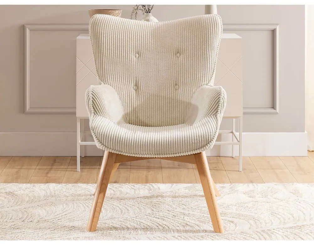 Bézs kordbársony fotel Niko – Ropez