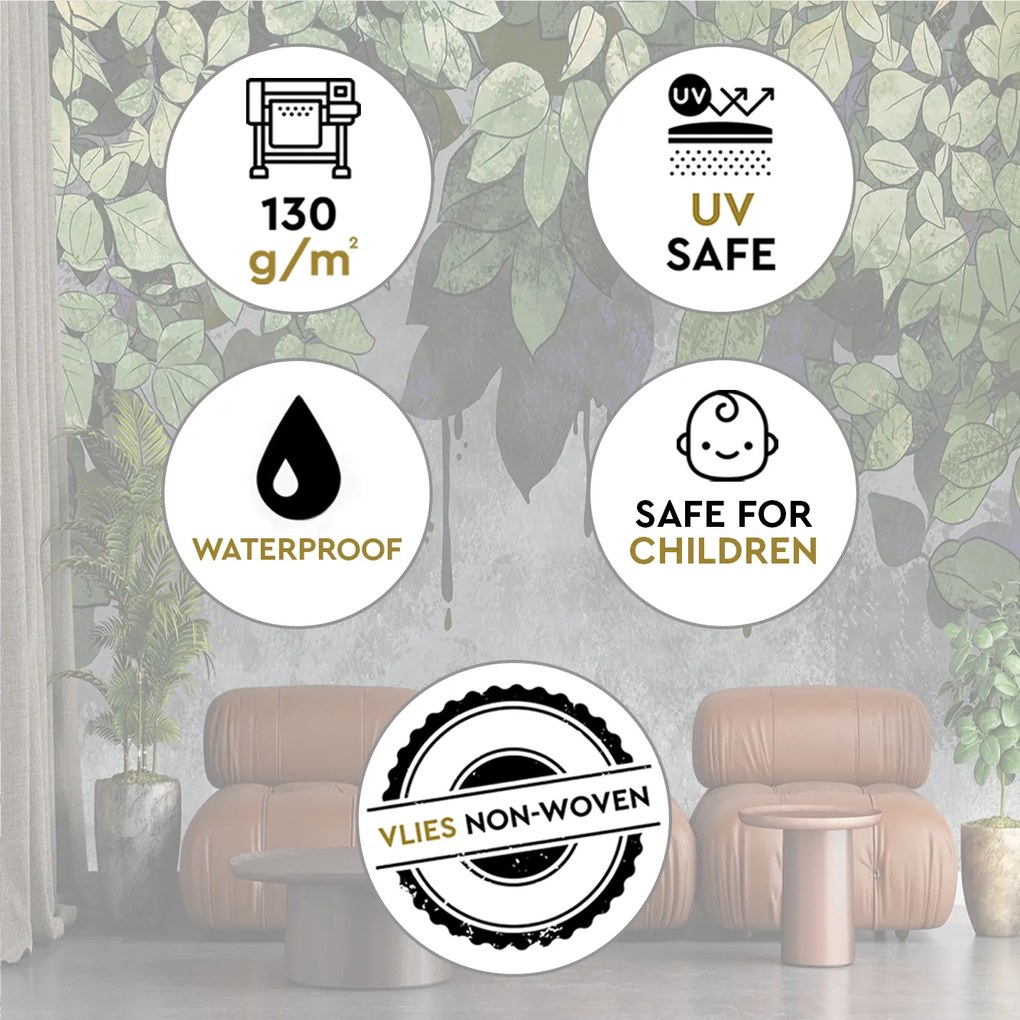 Gario Fotótapéta Zöld levelek beton alapon Anyag: Vlies, Méret: 100 x 70 cm