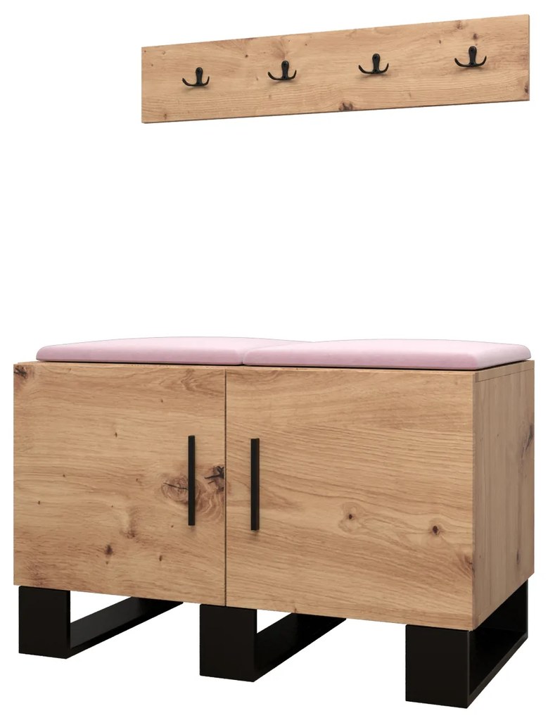 Előszobabútor Amanda 21 (artisan tölgy + rózsaszín). 1086038