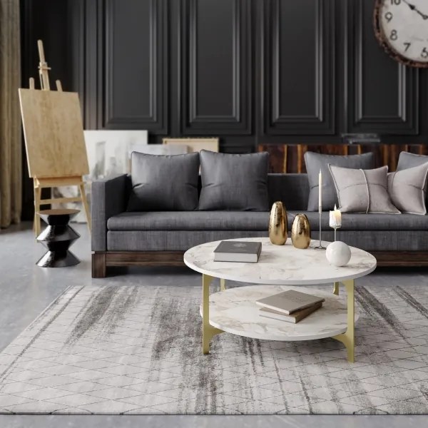 Kávésasztal VERSY 37x90 cm fehér/arany