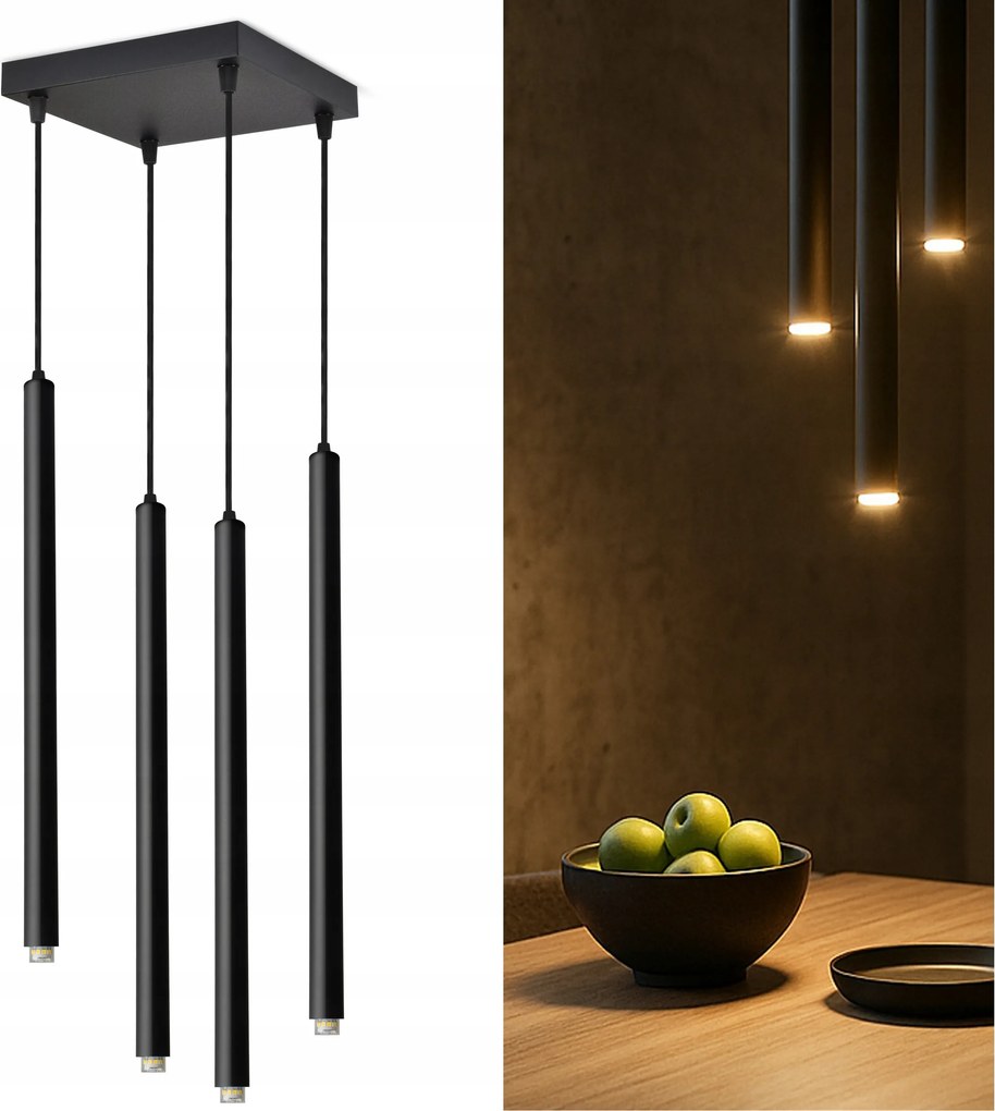 Mennyezeti függőlámpa Laser Jégcsap Tuba 853-AZ4 Fekete G9 4-pontos Led