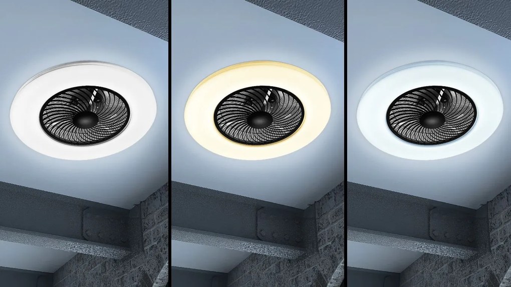 Toolight Szerszámlámpa, LED mennyezeti lámpa ventilátorral APP1552-C, fekete-fehér, OSW-05181