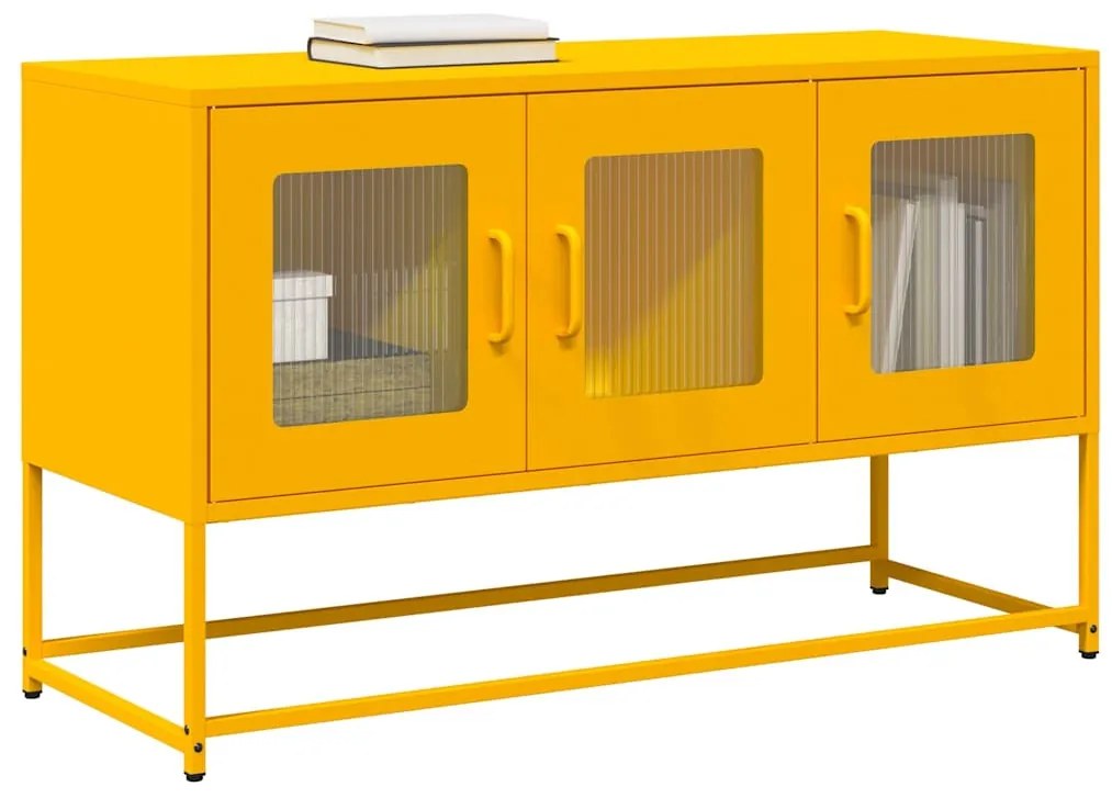 mustársárga hidegen hengerelt acél TV-szekrény 100,5x39x60,5 cm