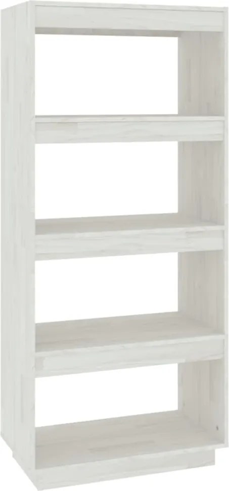 vidaXL fehér tömör fenyőfa könyvszekrény/térelválasztó 60x35x135 cm