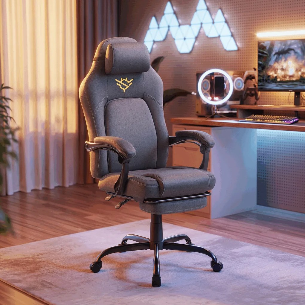 KA-E1372 szürke szövet magasságállítható gamer szék
