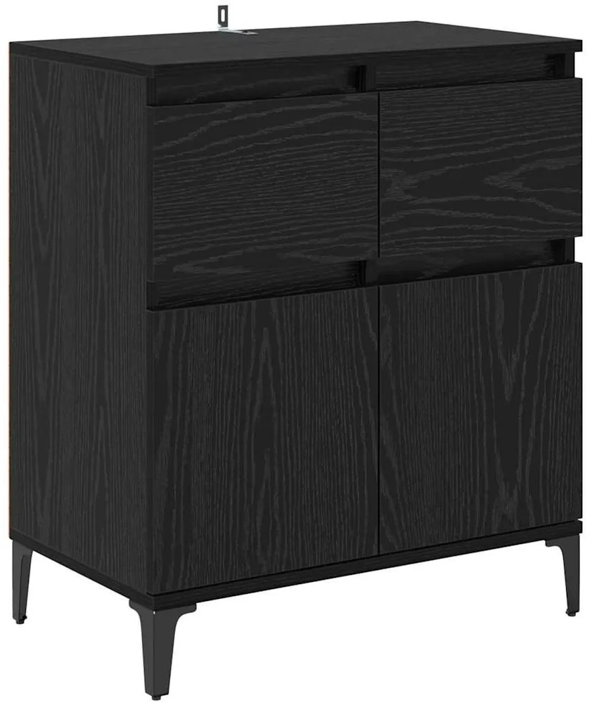 Széf fiókkal Fekete tölgy 60 x 35 x 70 cm Műszaki fa és vas