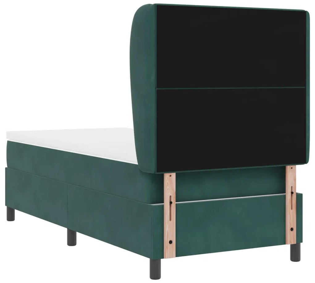 Boxspring Ágy Matrac T sötétzöld 90x190 cm Bársony