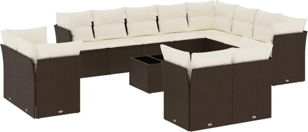 vidaXL 13 részes barna polyrattan kerti ülőgarnitúra párnákkal