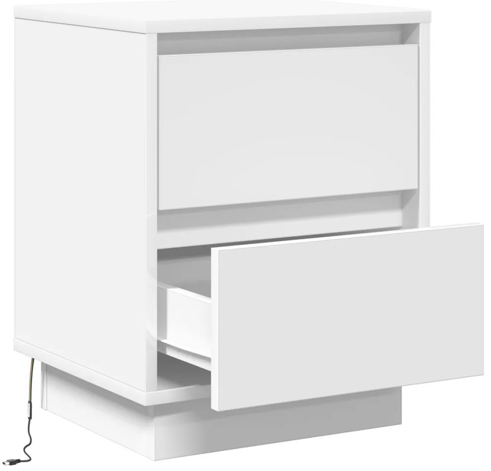 Éjjeli Szekrények LED Fényekkel 2 db Fehér 39x34,5x50 cm