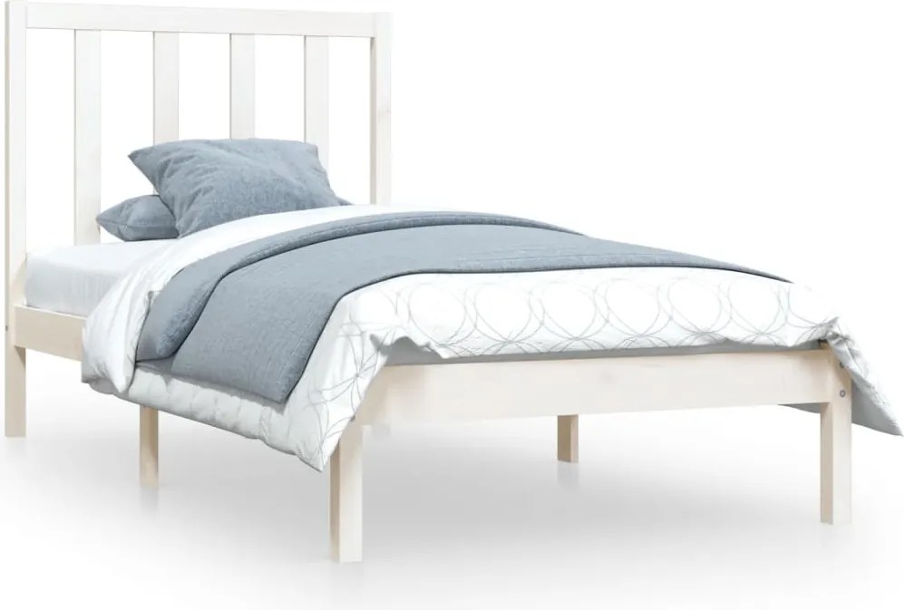 vidaXL Small Single fehér tömör fenyőfa ágykeret 75 x 190 cm