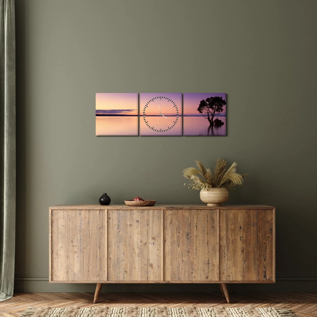 A vízfelszín képe napkeltekor (órával) (90x30 cm)