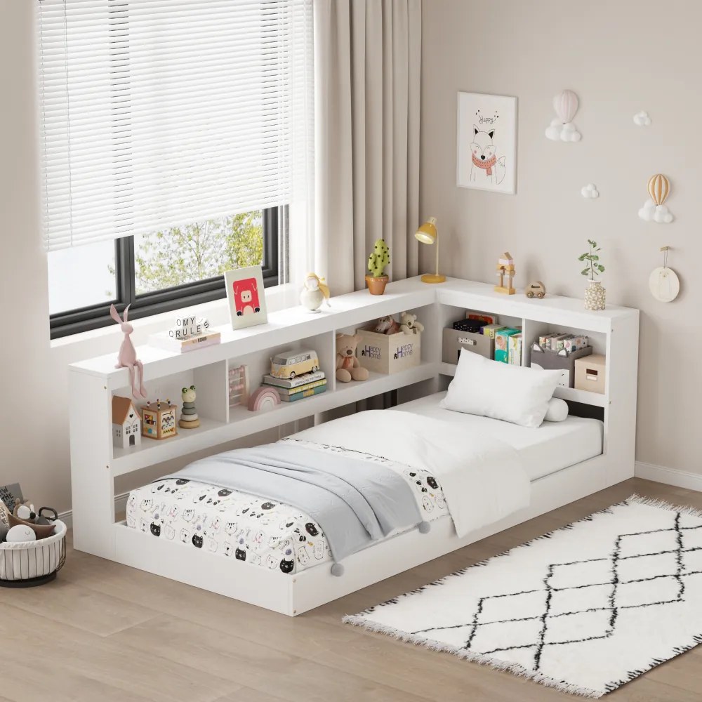 Ágy ágyráccsal, fehér, 90x200, TOSIA