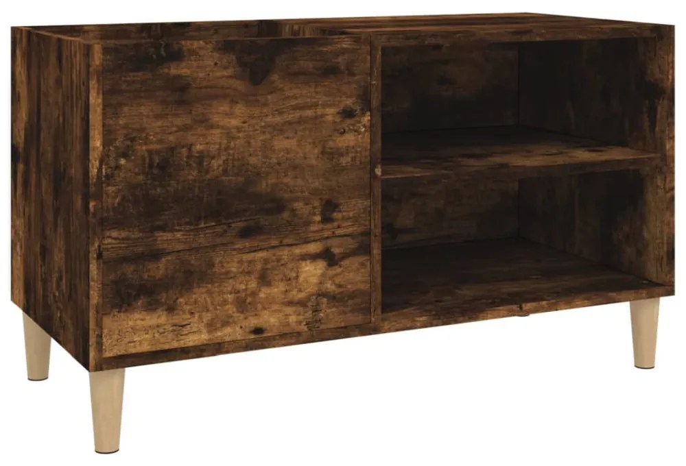 füstös tölgy színű szerelt fa hanglemezszekrény 84,5x38x48 cm