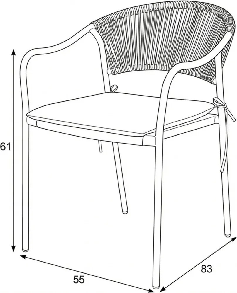 Kerti szék, fém, polyrattan, szürke, AZC-L1352 GREY