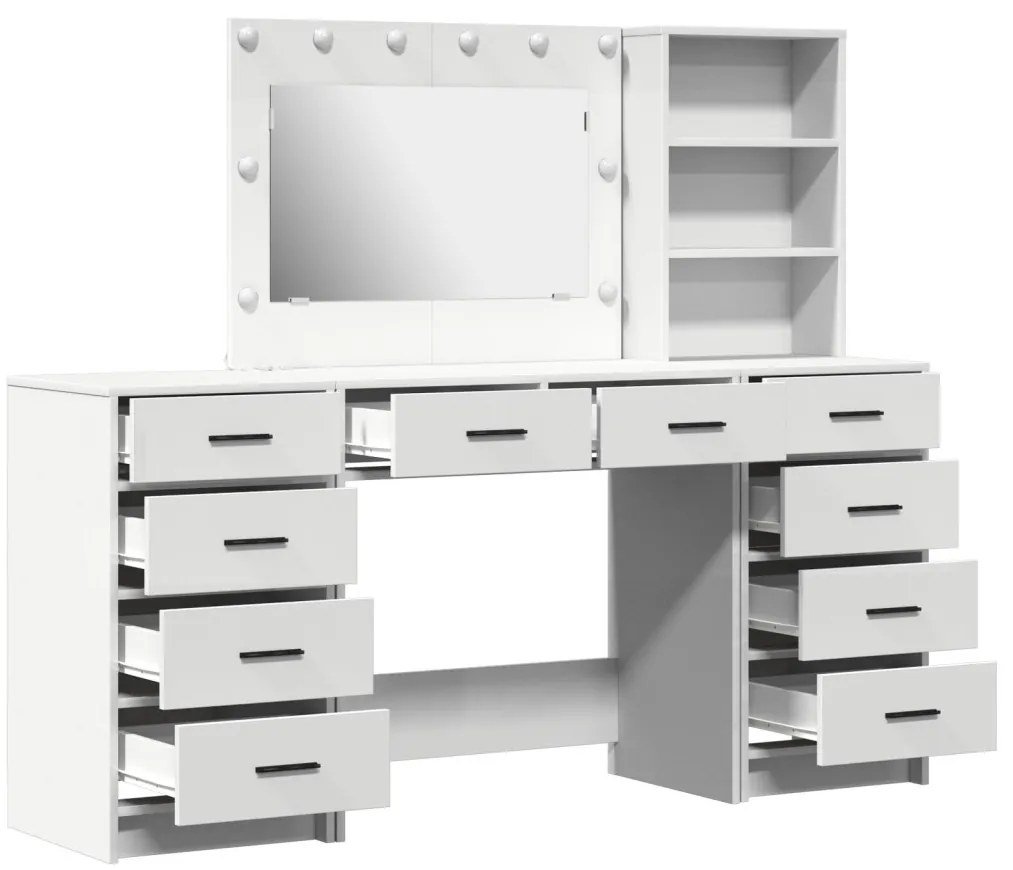 Öltözködőasztal fiókkal 3 pcs Fehér 40 x 41 x 135 cm Faanyag