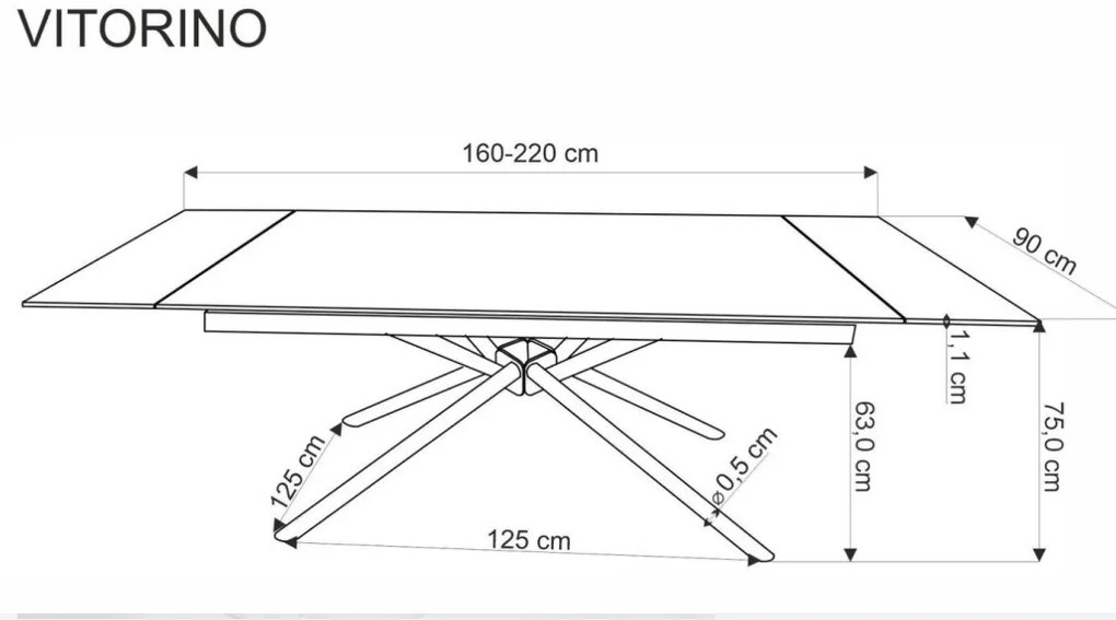 Vitorino bővíthető étkezőasztal fehér 160-220cm