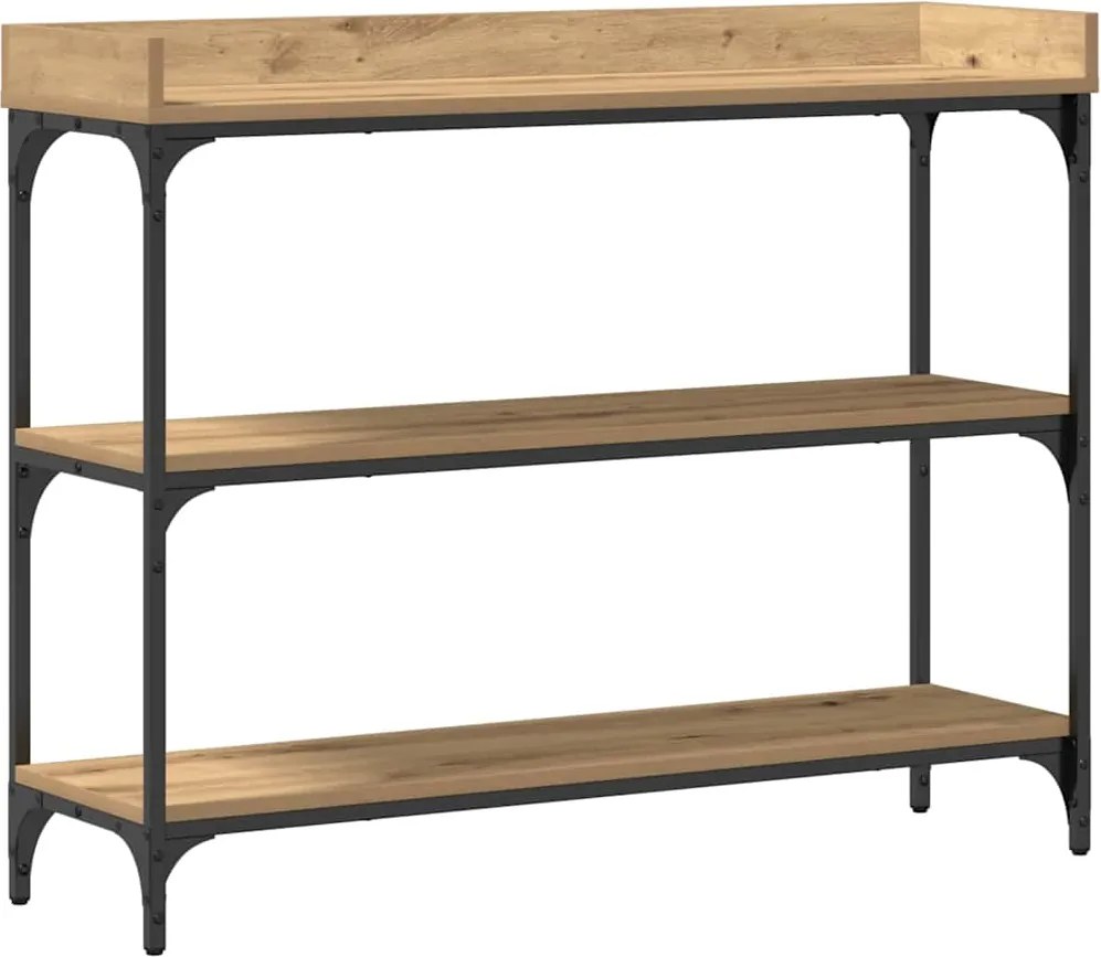 vidaXL Konzolasztal polcokkal kézműves tölgy 100 x 30 x 80 cm