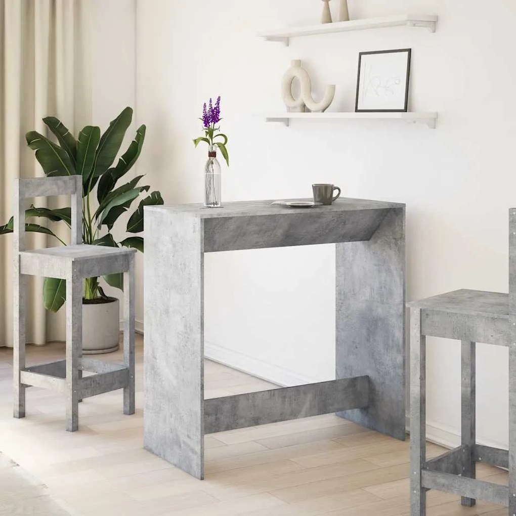 betonszürke szerelt fa bárasztal 102 x 50 x 103,5 cm