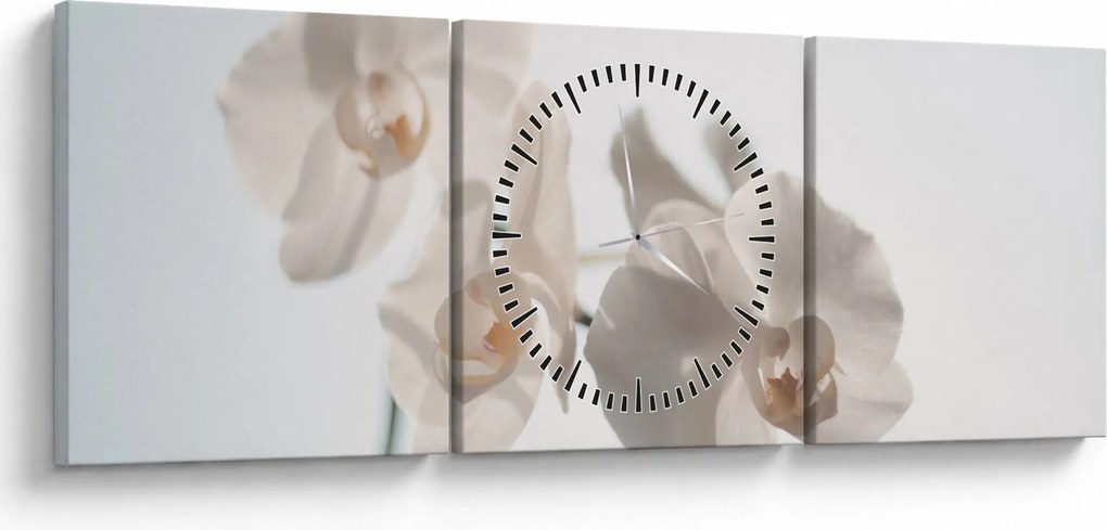 Fehér orchidea képe (órával) (90x30 cm)