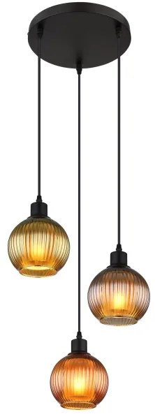 Globo 15638-3 - Csillár zsinóron ZUMBA 3xE27/25W/230V átm. 36 cm réz/zöld/kék