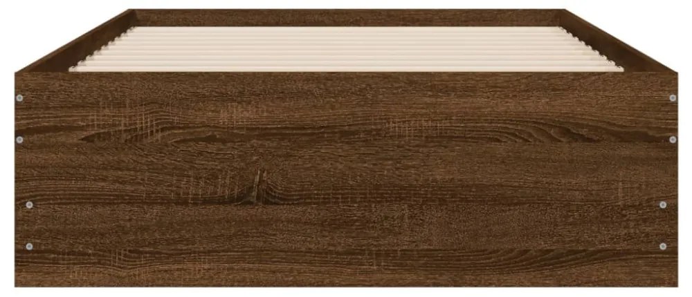 barna tölgyszínű szerelt fa ágykeret fiókokkal 90 x 200 cm