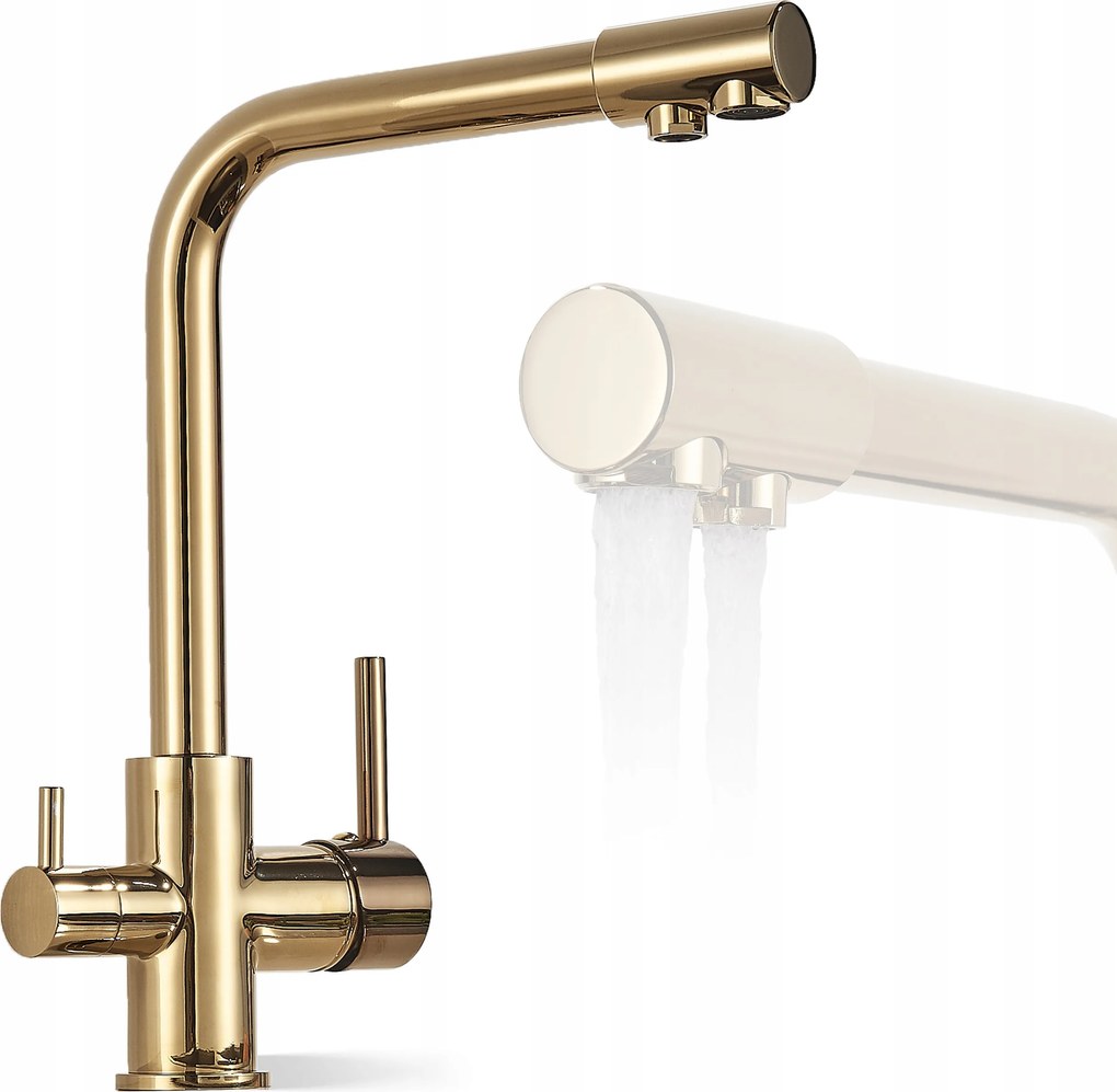 Háromutas konyhai csaptelep Fluxus Loft szűrőhöz Armatúra Arany fényes
