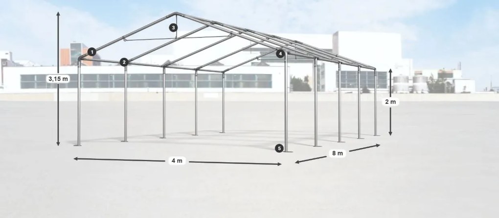 Raktárcsarnok/garázs 4x8x2m Comfort PVC 560g