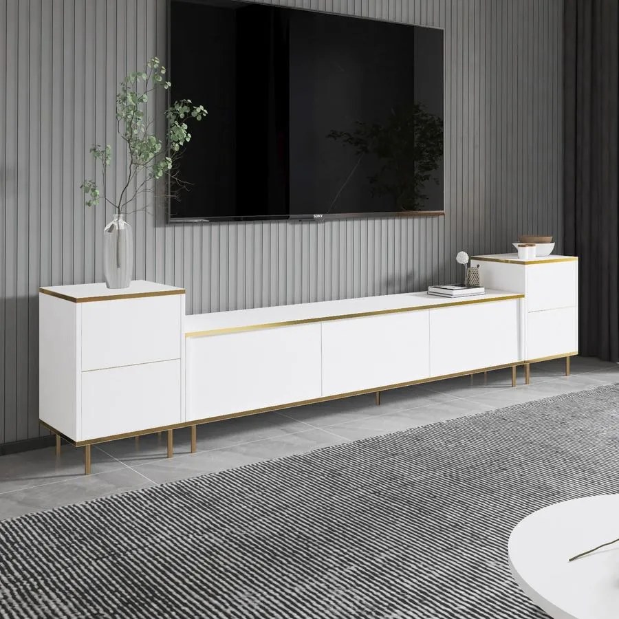 TV szekrény Imaj - White, Gold