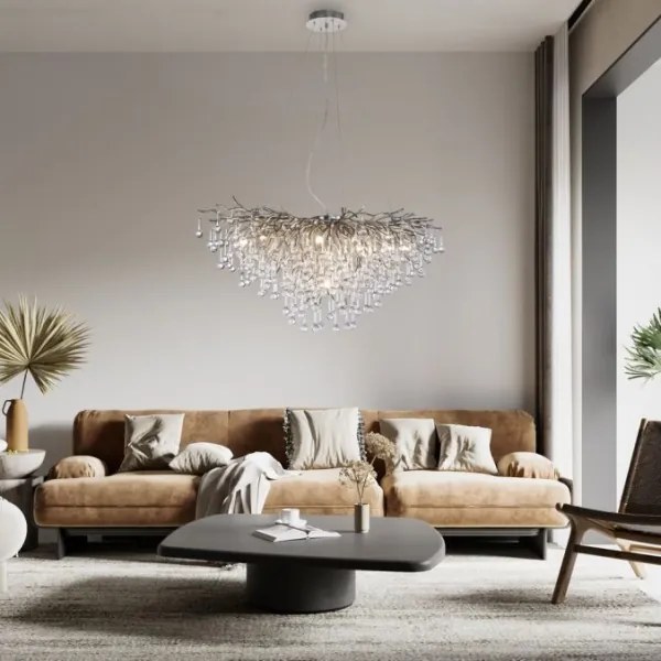 Paul Neuhaus 2192-55 - Csillár zsinóron ICICLE 10xG9/40W/230V 50x100 cm króm