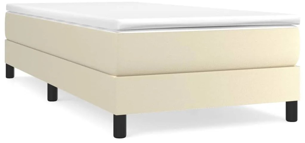 krémszínű műbőr rugós ágykeret 90x190 cm