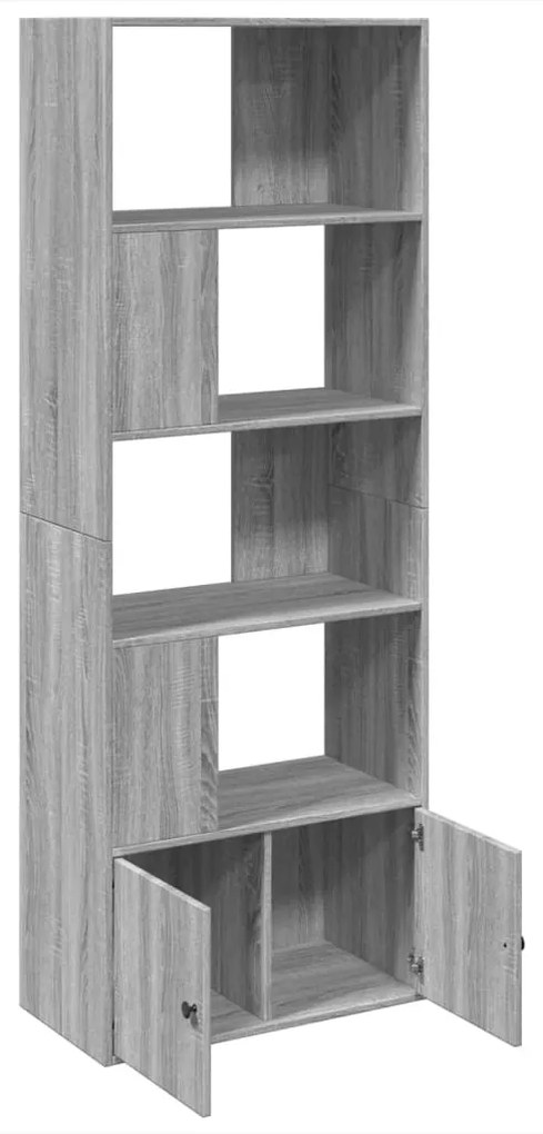 szürke sonoma színű szerelt fa könyvespolc 70 x 36 x 189 cm